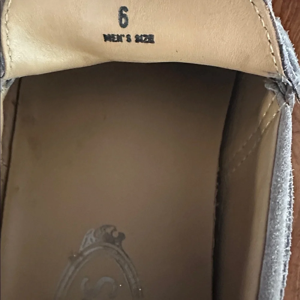 Men’s TOD’S Laccetto Loafers Grey Suede Genuine Leather Shoes Size 6